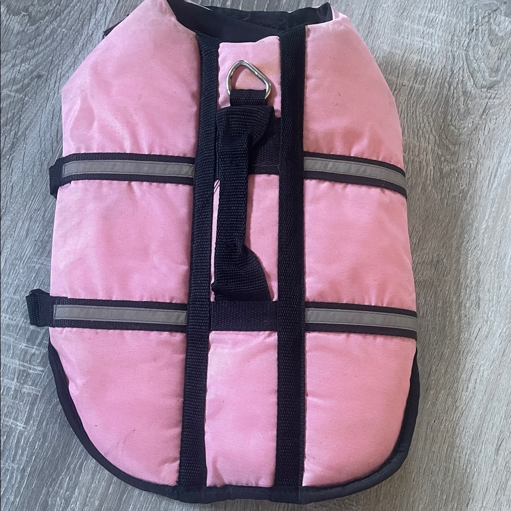 Pink Dog Life Jacket with Black Straps